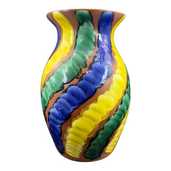 Large Talavera Tonala Vase Vessel Multicolor Pottery Signed F Guerrero G Mexico - Picture 1 of 15